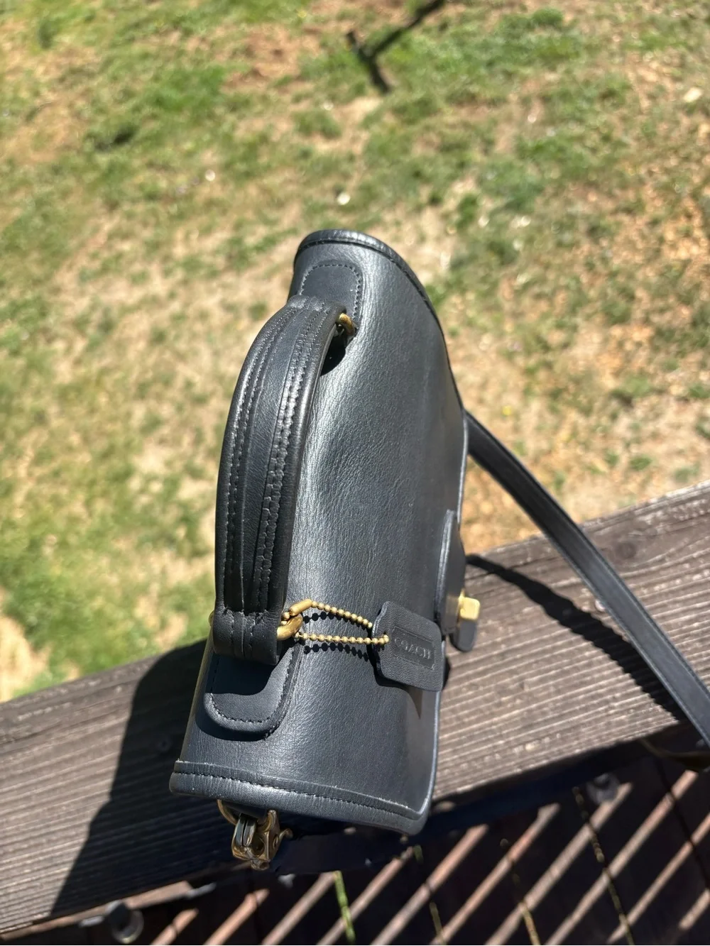 RARE Coach Forest Green Vintage Station Bag With Crossbody Strap